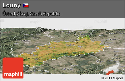 Satellite Panoramic Map of Louny, semi-desaturated