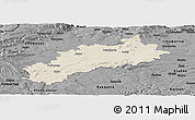 Shaded Relief Panoramic Map of Louny, darken, desaturated