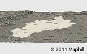 Shaded Relief Panoramic Map of Louny, darken