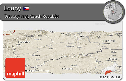 Shaded Relief Panoramic Map of Louny