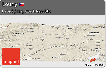 Shaded Relief Panoramic Map of Louny
