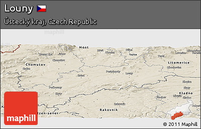 Shaded Relief Panoramic Map of Louny
