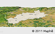 Shaded Relief Panoramic Map of Louny, satellite outside