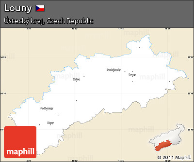 Classic Style Simple Map of Louny, single color outside