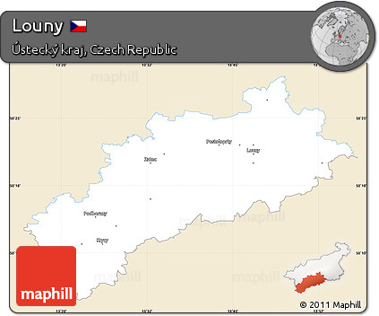 Classic Style Simple Map of Louny, single color outside