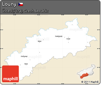 Classic Style Simple Map of Louny, single color outside