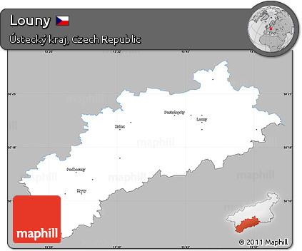 Gray Simple Map of Louny, single color outside