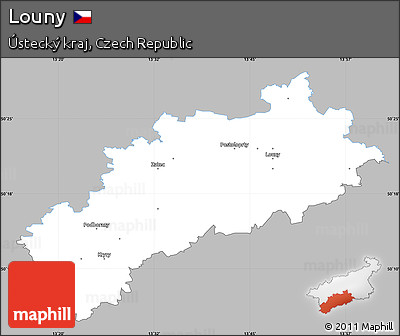 Gray Simple Map of Louny, single color outside
