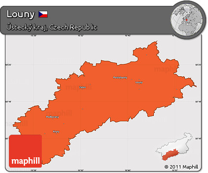 Political Simple Map of Louny, cropped outside