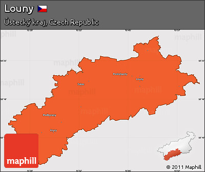 Political Simple Map of Louny, cropped outside