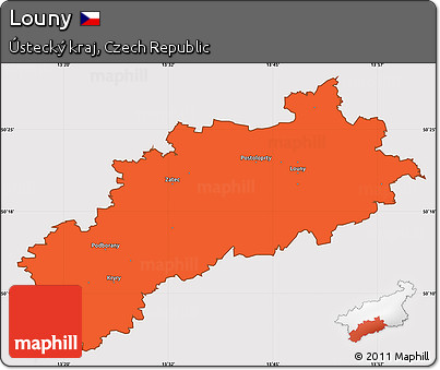 Political Simple Map of Louny, cropped outside