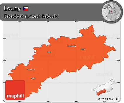 Political Simple Map of Louny, single color outside