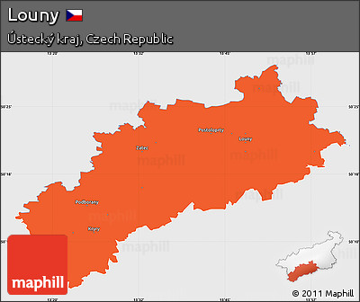 Political Simple Map of Louny, single color outside