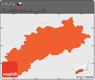 Political Simple Map of Louny, single color outside