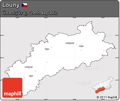 Silver Style Simple Map of Louny, cropped outside