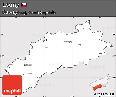 Silver Style Simple Map of Louny, cropped outside