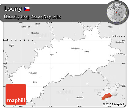 Silver Style Simple Map of Louny