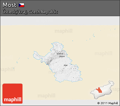 Classic Style 3D Map of Most, single color outside