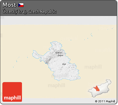 Classic Style 3D Map of Most, single color outside