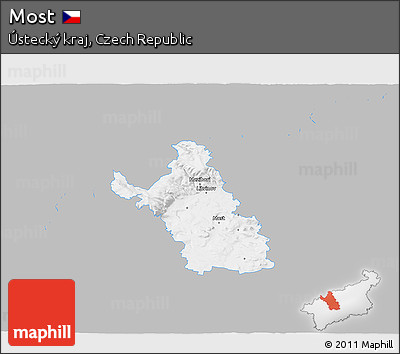 Gray 3D Map of Most, single color outside