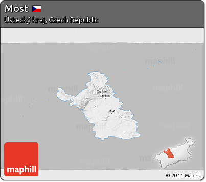 Gray 3D Map of Most, single color outside