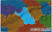 Political 3D Map of Most, darken