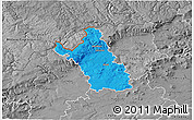 Political 3D Map of Most, desaturated