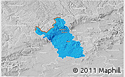 Political 3D Map of Most, lighten, desaturated