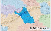 Political 3D Map of Most, lighten