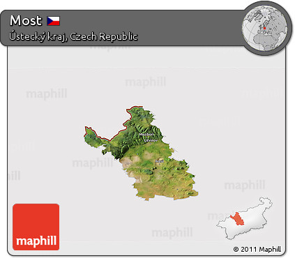 Satellite 3D Map of Most, cropped outside