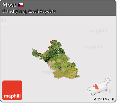 Satellite 3D Map of Most, cropped outside