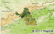 Satellite 3D Map of Most, physical outside
