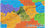 Satellite 3D Map of Most, political outside