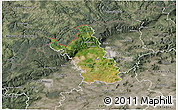 Satellite 3D Map of Most, semi-desaturated