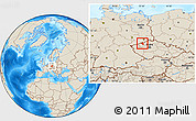 Shaded Relief Location Map of Most