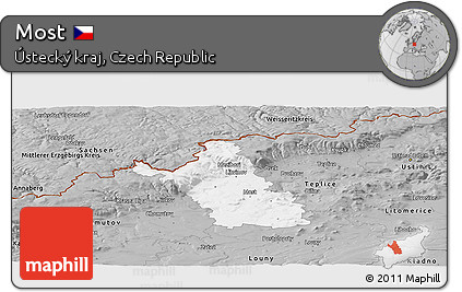 Gray Panoramic Map of Most