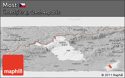 Gray Panoramic Map of Most