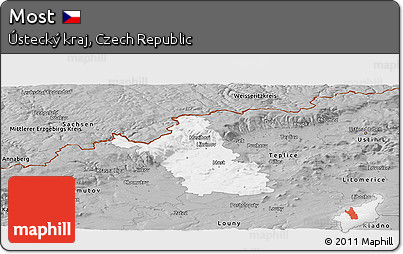 Gray Panoramic Map of Most
