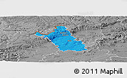 Political Panoramic Map of Most, desaturated