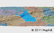 Political Panoramic Map of Most, semi-desaturated