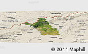 Satellite Panoramic Map of Most, shaded relief outside