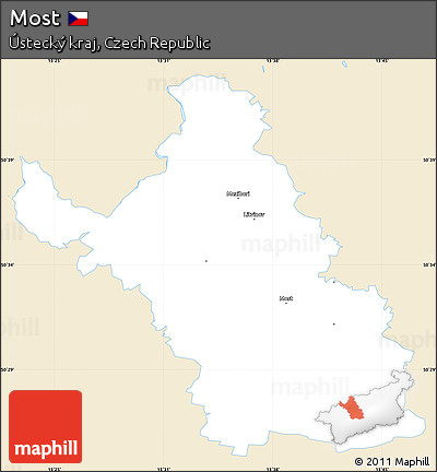 Classic Style Simple Map of Most, single color outside