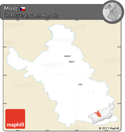 Classic Style Simple Map of Most, single color outside