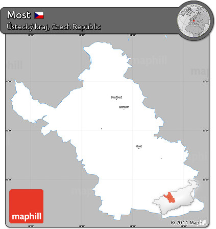 Gray Simple Map of Most, single color outside