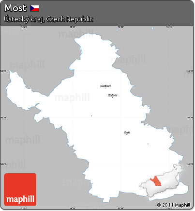 Gray Simple Map of Most, single color outside