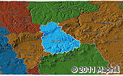 Political 3D Map of Ústí n.L., darken