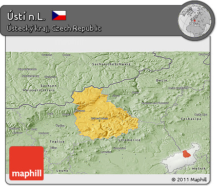 Savanna Style 3D Map of Ústí N.L.