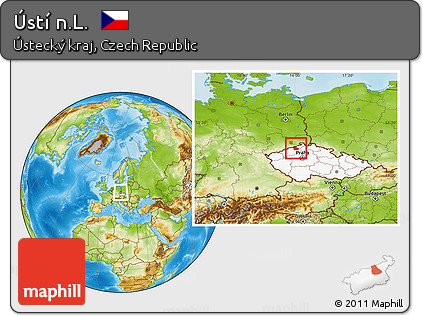 Physical Location Map of Ústí N.L., highlighted country