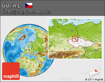 Physical Location Map of Ústí N.L., highlighted country