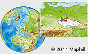 Physical Location Map of Ústí n.L., highlighted country, highlighted parent region